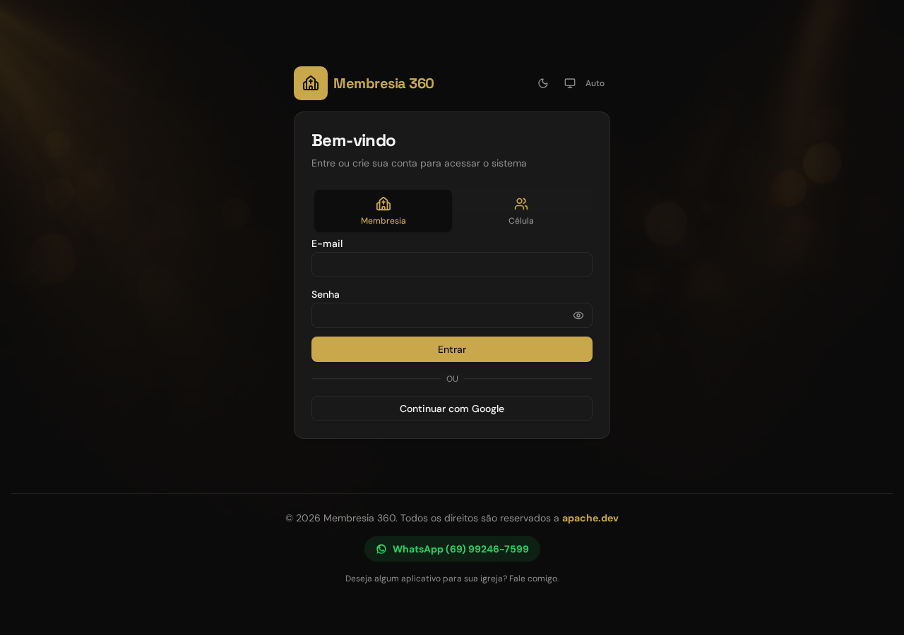 Tela de login do sistema