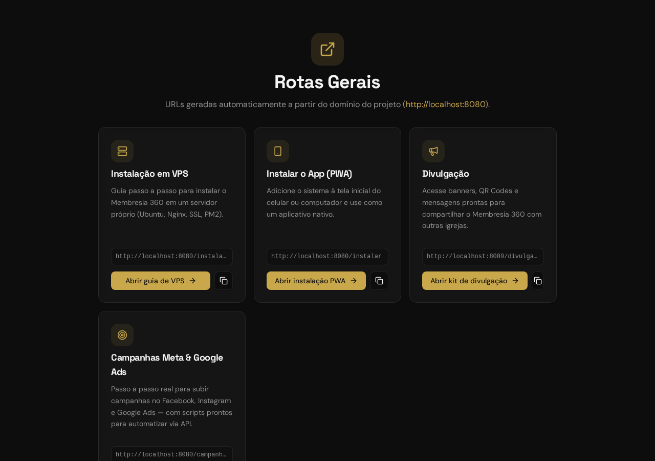 Página de rotas gerais